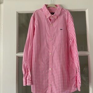Vineyard Vines Pink Gingham Casual Button Down Shirt